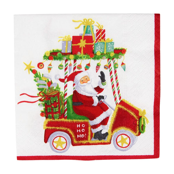 Santa's Golf Cart Cocktail Napkins