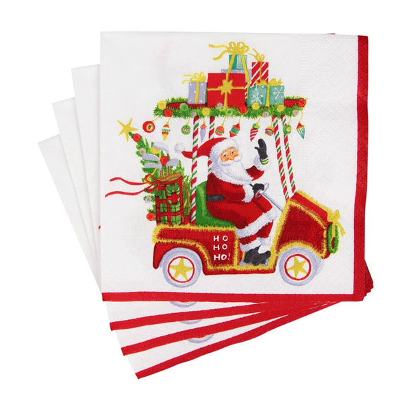 Santa's Golf Cart Cocktail Napkins