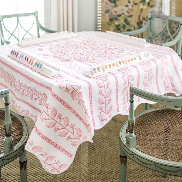 Fenwick & Field Pink Botanical Stripe Game Table Topper