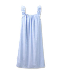 Petite Plume Women's French Blue Seersucker Twill Nightgown