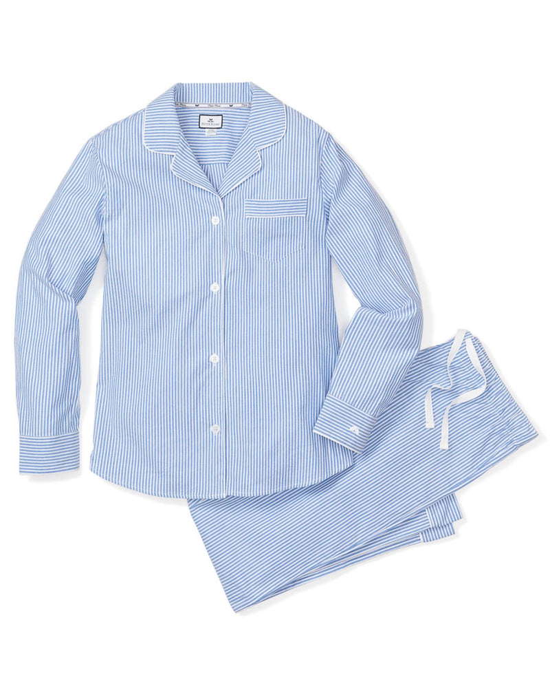 Petite Plume Women's French Blue Seersucker Twill Pajama Set