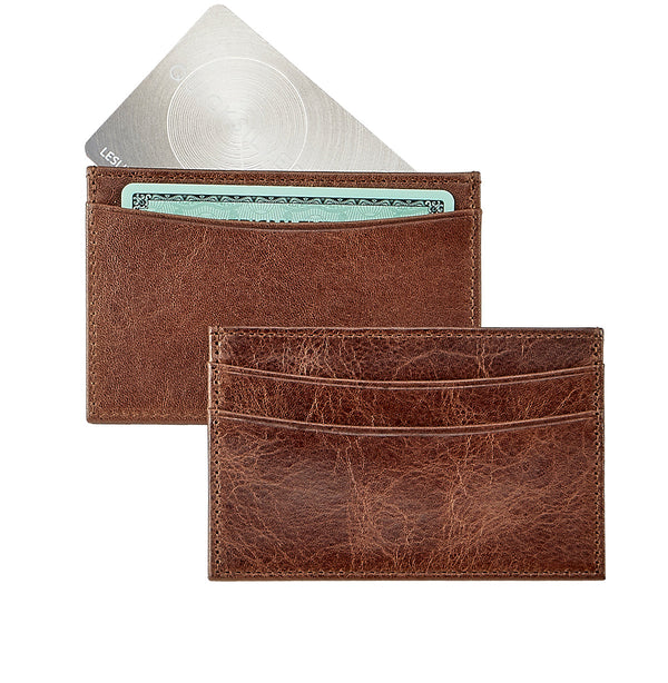 Slim Leather Card Case - Brown Leather