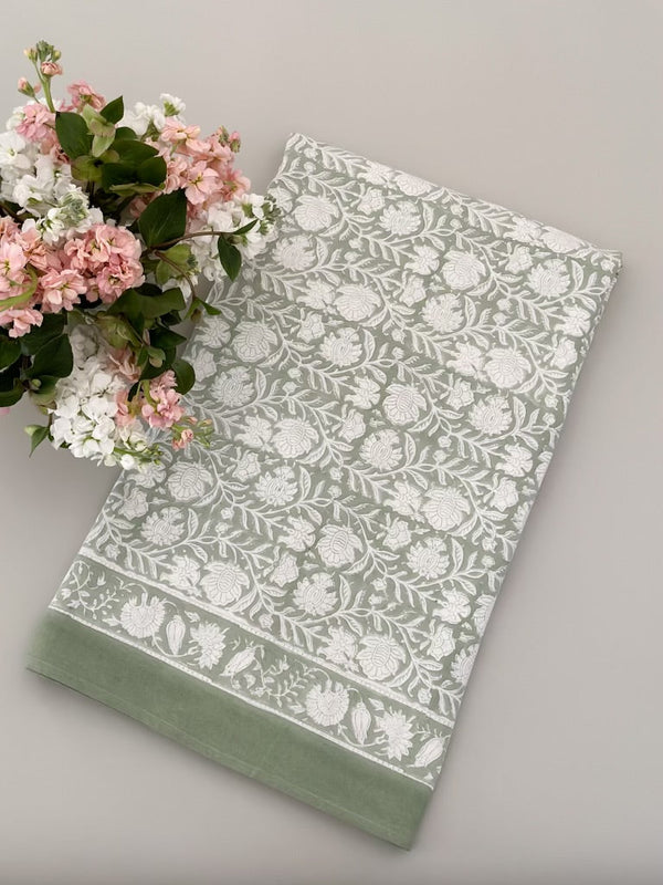 Green Floral Tablecloth