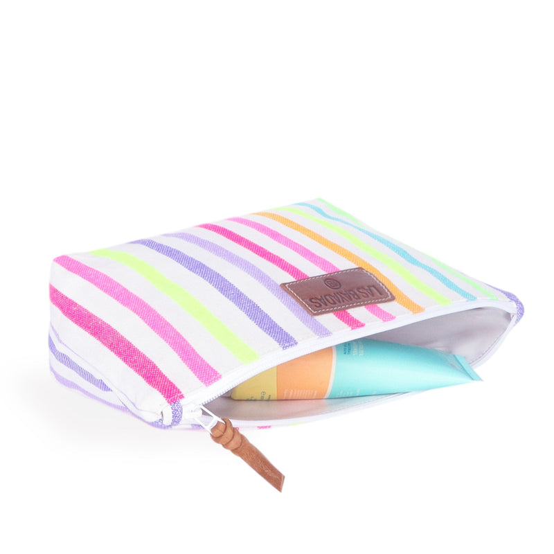 Striped Travel Bag - Monogrammed - El Luis (lighter pastel rainbow)