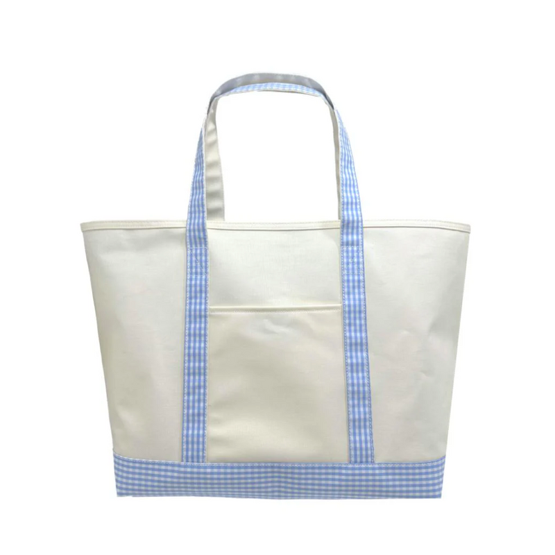 Gingham Coated Maxi Tote - Blue