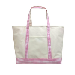 Gingham Coated Maxi Tote - Pink