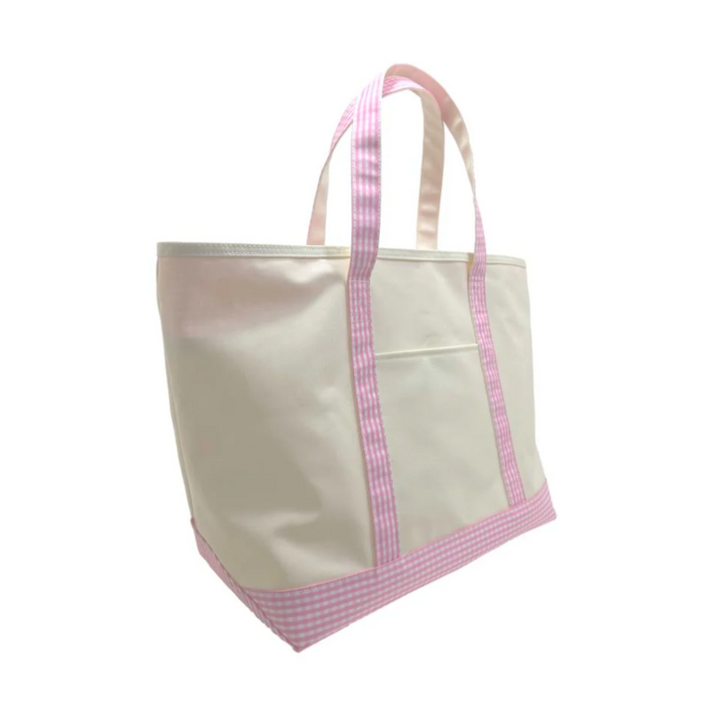 Gingham Coated Maxi Tote - Pink