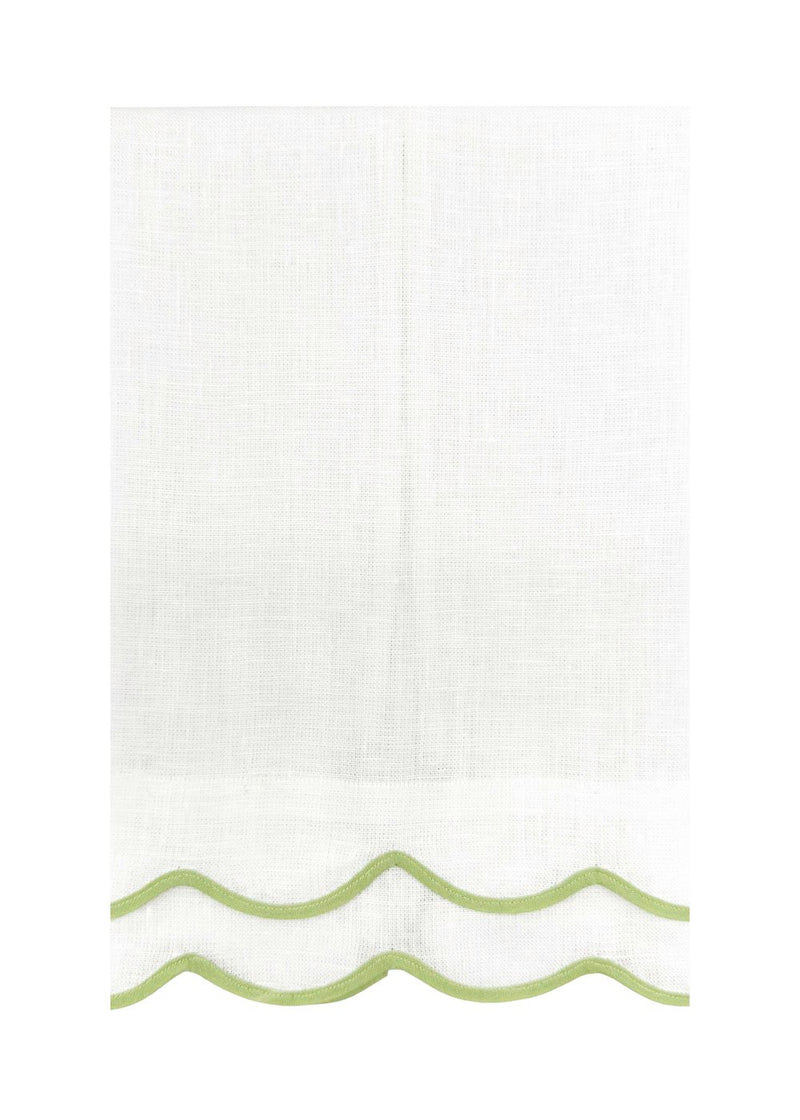 Double Wave Linen Guest Towel - Spring Green