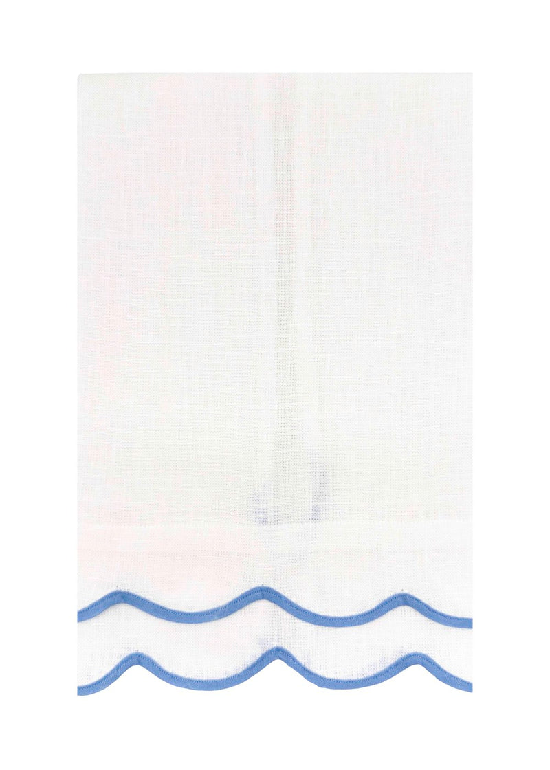 Double Wave Linen Guest Towel - Cornflower Blue