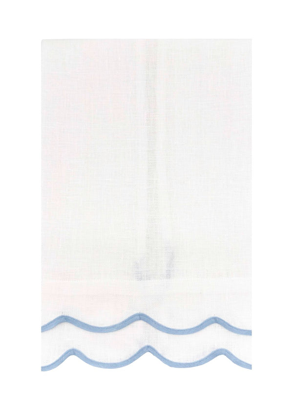 Double Wave Linen Guest Towel - Light Blue