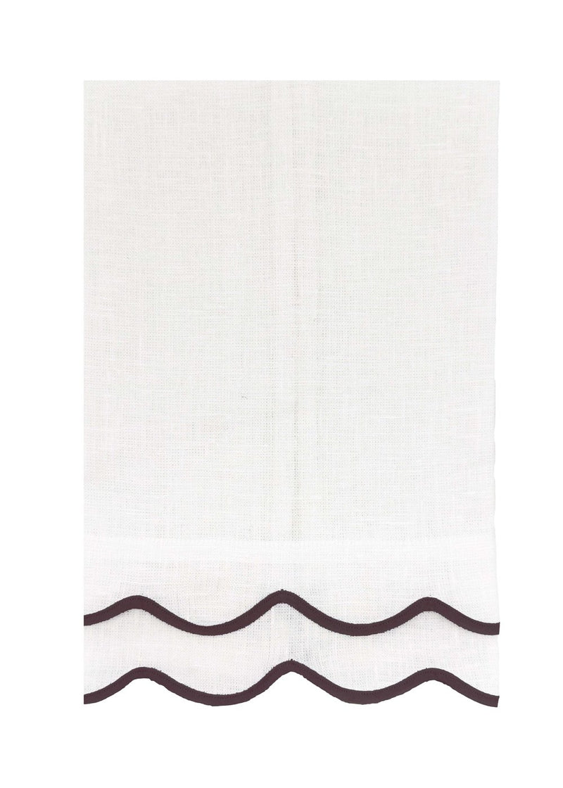 Double Wave Linen Guest Towel - Chocolate Brown