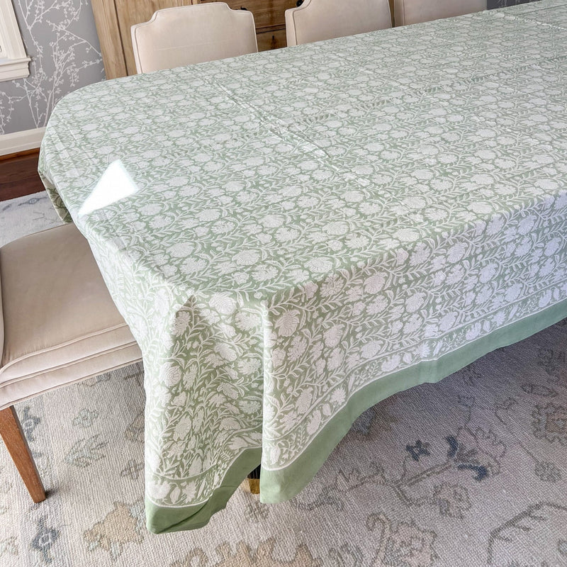 Green Floral Tablecloth