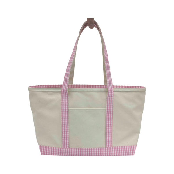 Gingham Coated Tote - Pink