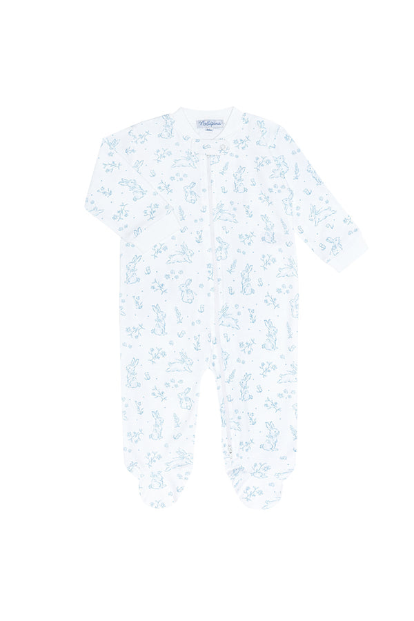 Nellapima Blue Bunny Toile Zipper Footie