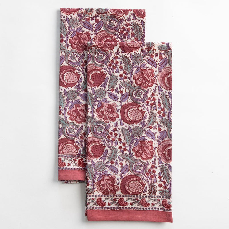 Bohemian Floral Dusty Rose Tea Towel