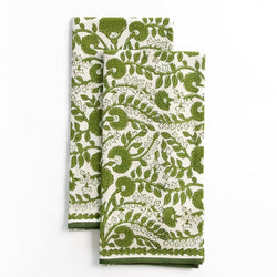 Green Cactus Flower Tea Towel