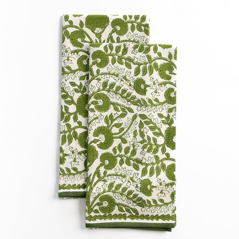 Green Cactus Flower Tea Towel