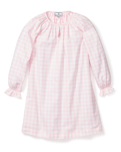 Petite Plume Girl's Pink Gingham Delphine Twill Nightgown