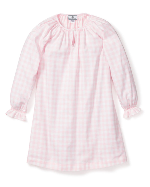 Petite Plume Girl's Pink Gingham Delphine Twill Nightgown