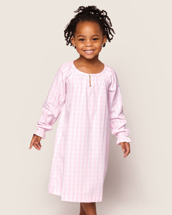 Petite Plume Girl's Pink Gingham Delphine Twill Nightgown