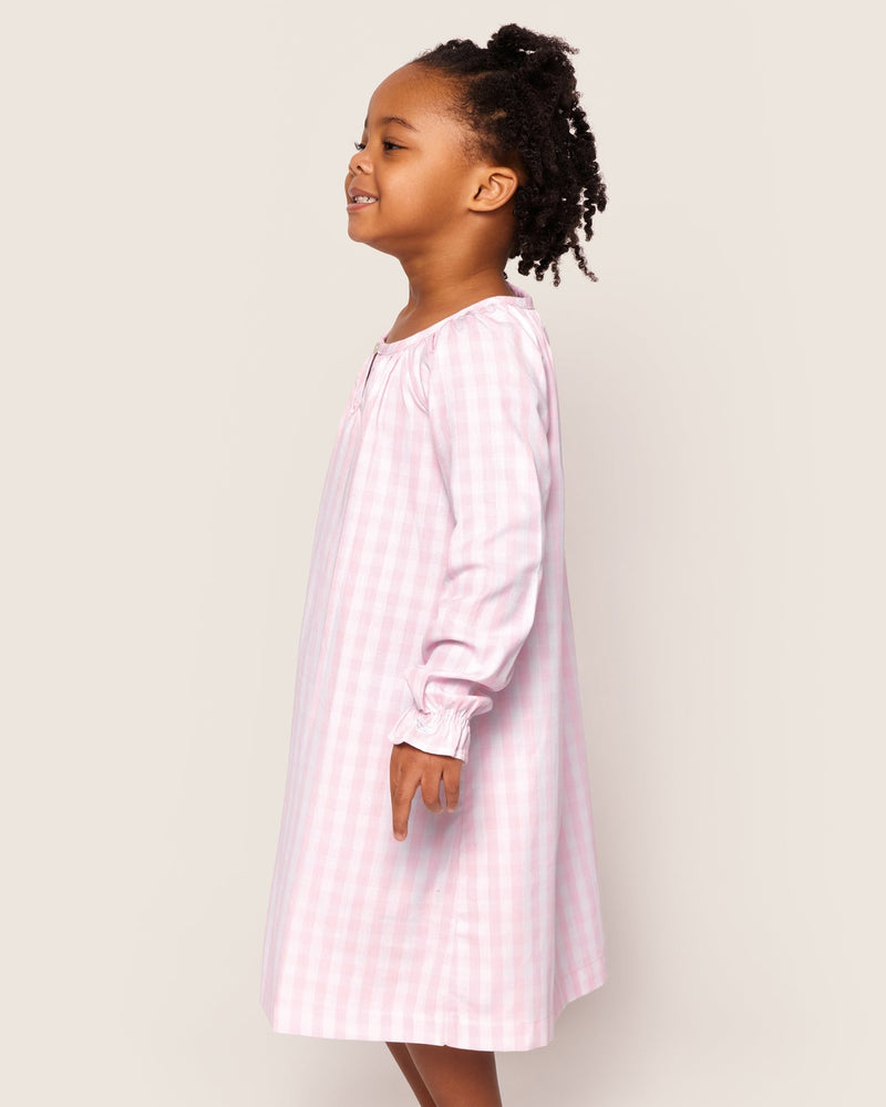 Petite Plume Girl's Pink Gingham Delphine Twill Nightgown