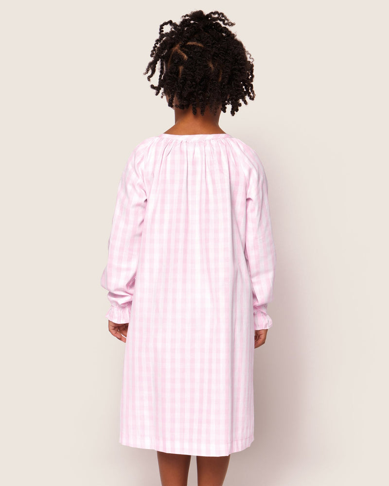 Petite Plume Girl's Pink Gingham Delphine Twill Nightgown