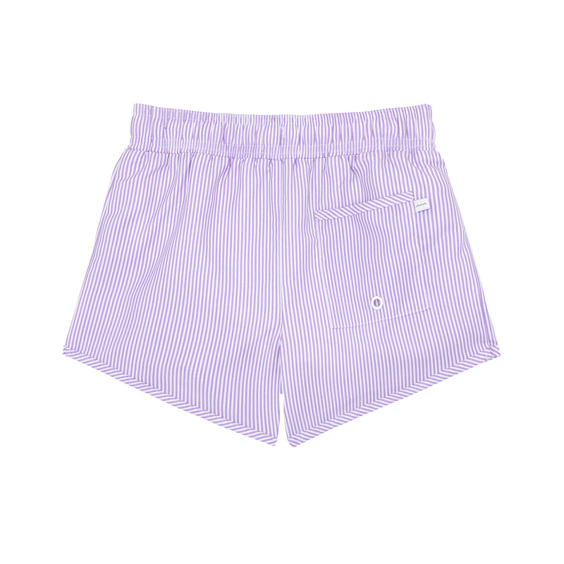 Lavender Stripe Boardie Swim Trunks