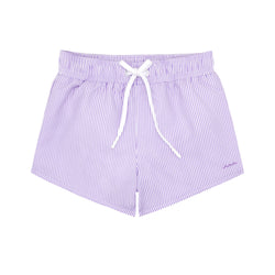 Lavender Stripe Boardie Swim Trunks