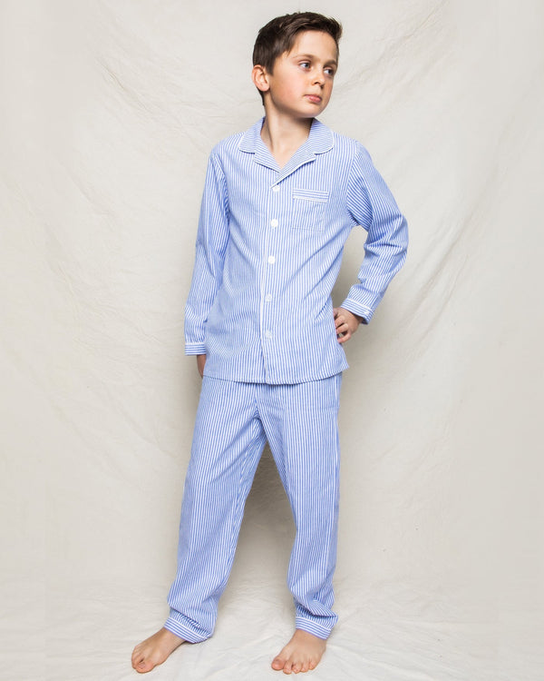 Petite Plume Children's French Blue Seersucker Twill Pajama Set