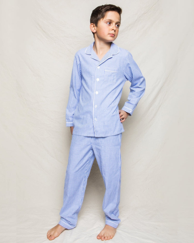 Petite Plume Children's French Blue Seersucker Twill Pajama Set