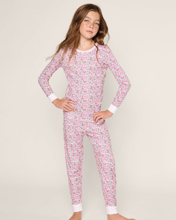 Petite Plume Girl's Fleurs de Rose Pima Pajama Set