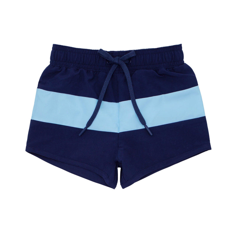 Minnow Navy Colorblock Boardie Swim Trunks