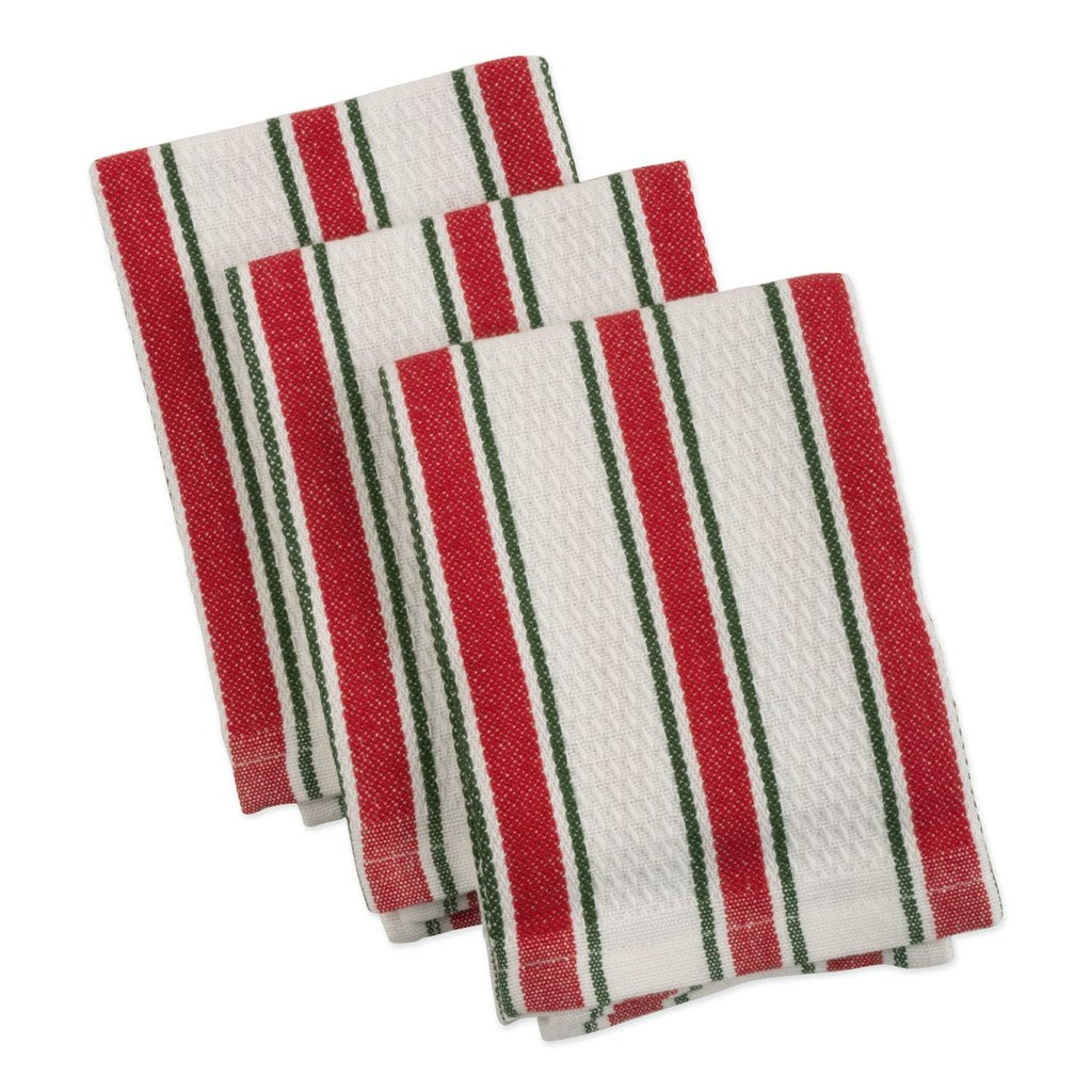 Striped Kitchen Towels Red & Green