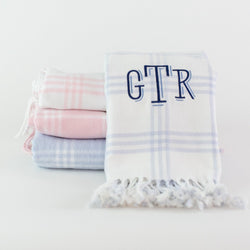 Monogrammed Flannel Check Baby Blanket