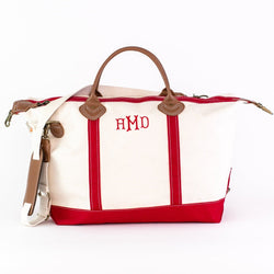 Canvas Weekender Duffel - Red - Monogrammed