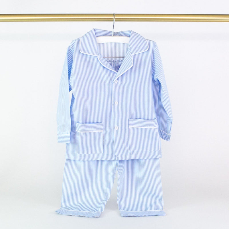 Monogrammed Royal Blue Seersucker Pajama Pants