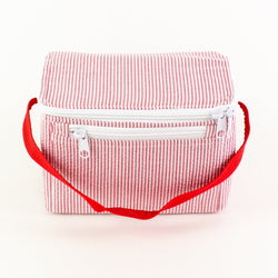 Rectangular Lunch Box - Red Seersucker - Monogram or Personalized